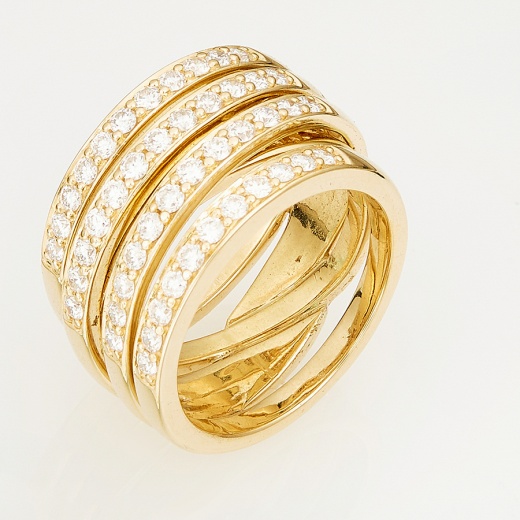 Кольцо из желтого золота 750 пробы c 46 бриллиантами 125923 фото 1