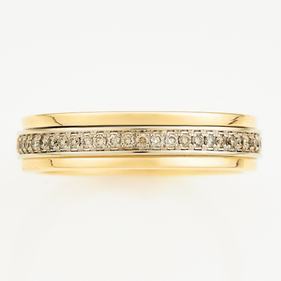 Кольцо из комбинированного золота 585 пробы c 54 бриллиантами
