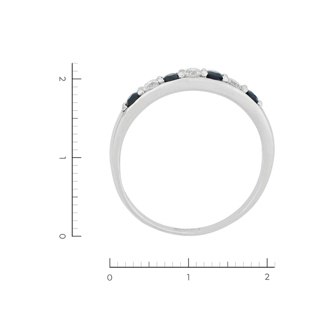 Кольцо из белого золота 585 пробы c 3 бриллиантами и 4 сапфирами, Л 1811 2825 за 22140
