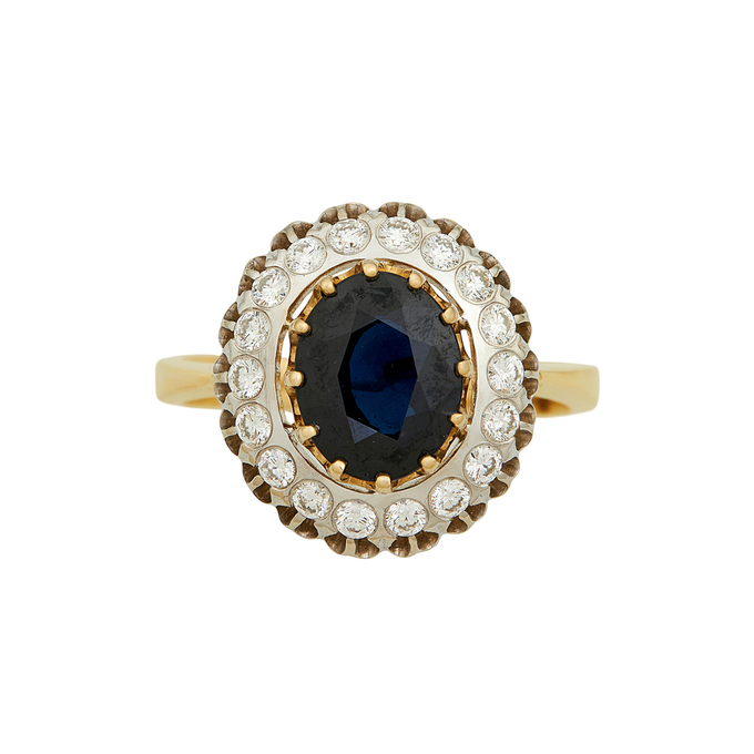 Кольцо из золота 585 пробы c сапфиром и бриллиантами, Л 2812 2117 за 127000