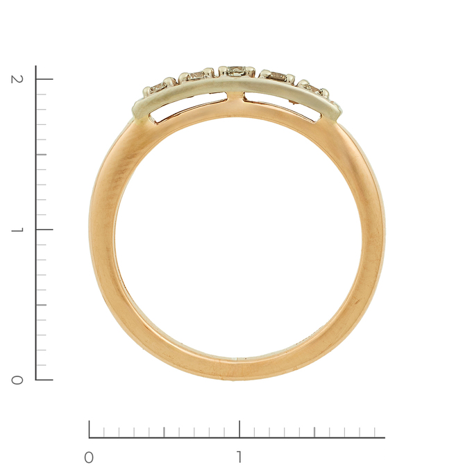 Кольцо из комбинированного золота 585 пробы c 5 бриллиантами