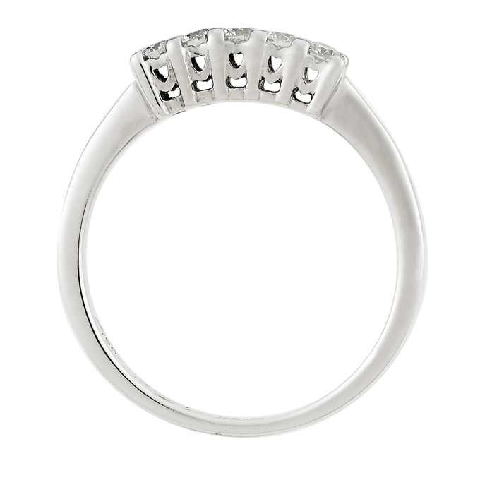 Кольцо из белого золота 750 пробы c 5 бриллиантами