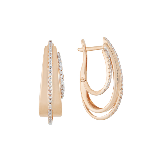 Серьги из золота 585 пробы c фианитами