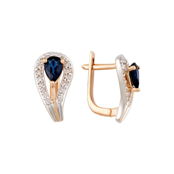 Серьги из золота 585 пробы с сапфирами и бриллиантами, Л 1616 1426 за 54700