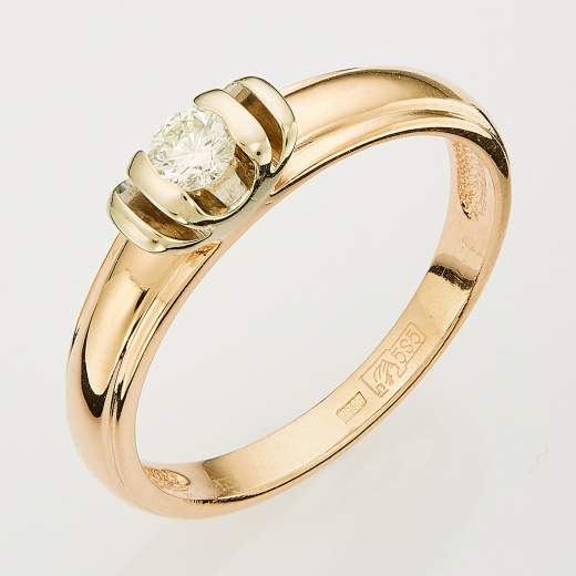 Кольцо из комбинированного золота 585 пробы c 1 бриллиантом Л30115871 фото 1