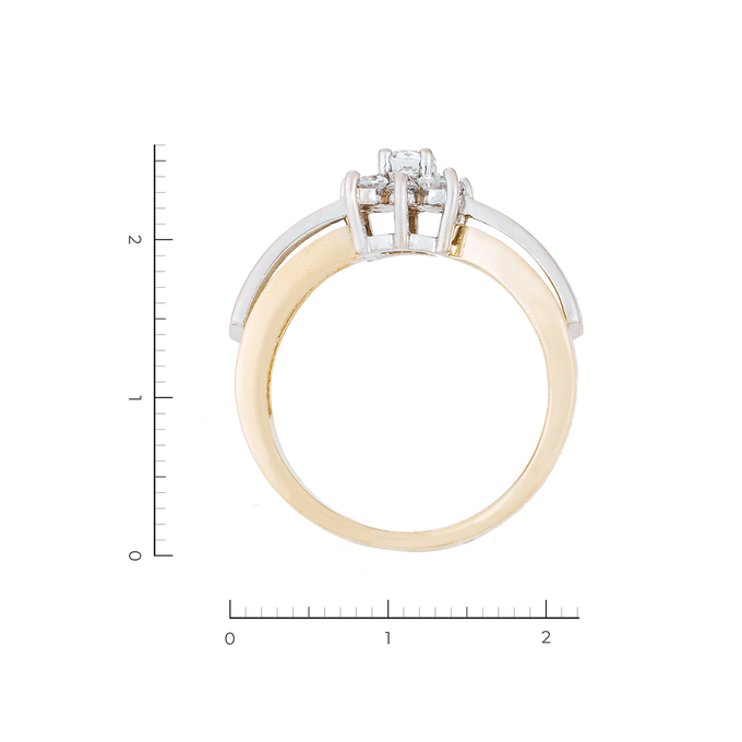 Кольцо из комбинированного золота 585 пробы c 9 фианитами, Л 6002 1182 за 24500