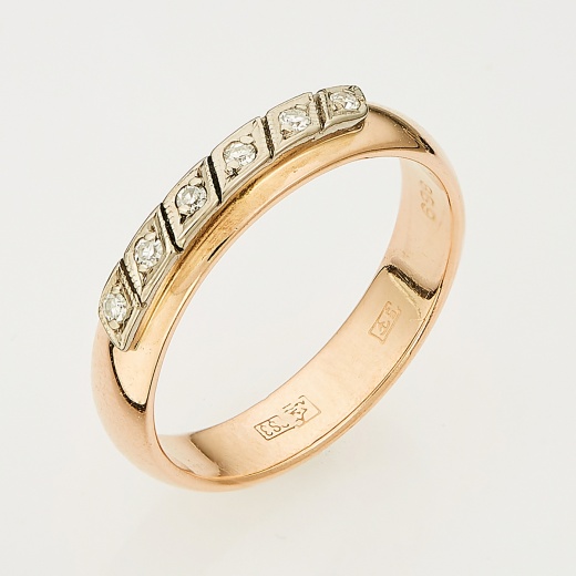 Кольцо из комбинированного золота 583 пробы c 6 бриллиантами Л75002599 фото 1