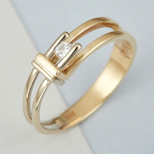 Кольцо из комбинированного золота 585 пробы c 1 бриллиантом Л64007433 фото 1