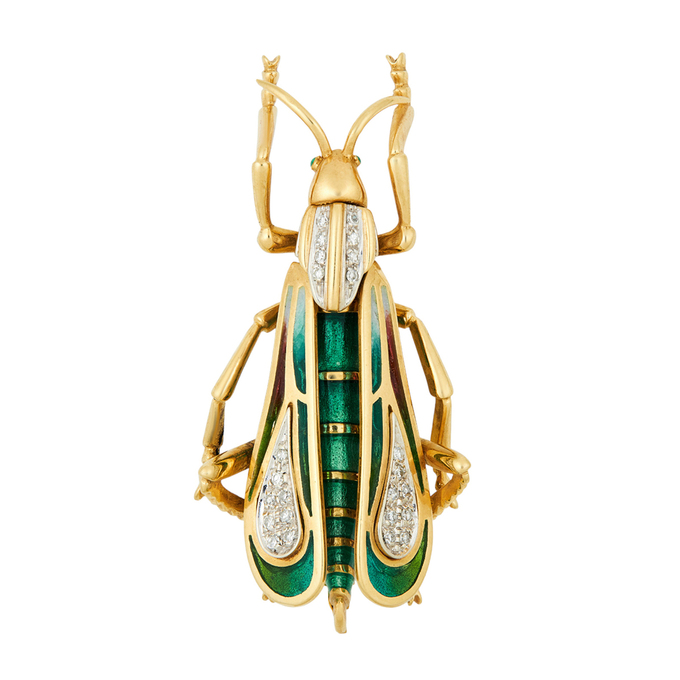 Брошь из золота 750 пробы c бриллиантами и эмалью, Л 2811 7490 за 295000