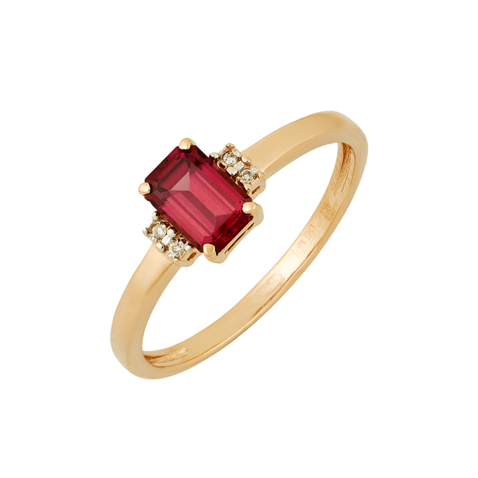 Кольцо из золота 585 пробы c родолитом и бриллиантами, Л 3309 7542 за 22000