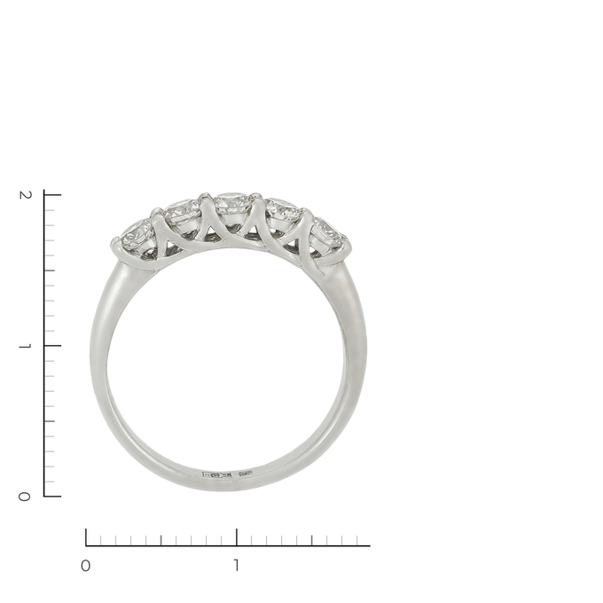 Кольцо из белого золота 585 пробы c 5 бриллиантами