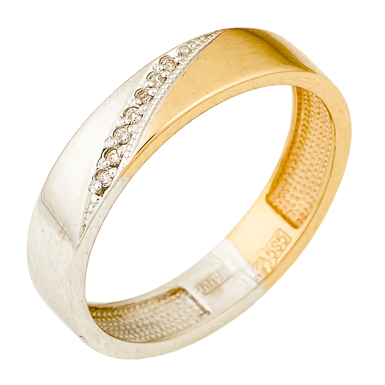 Кольцо из комбинированного золота 585 пробы c 7 бриллиантами, Л45070737 за 9450