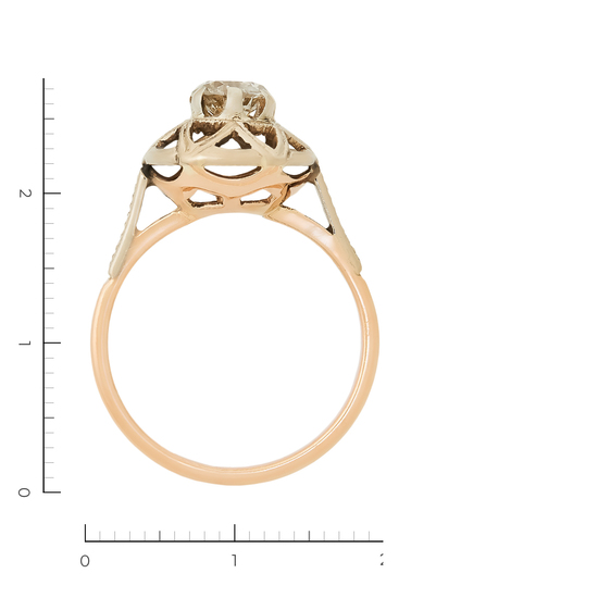 Кольцо из комбинированного золота 585 пробы c 1 бриллиантом, Л28077996 за 76800