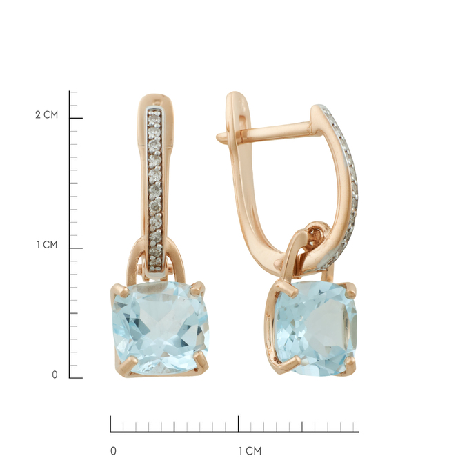 Серьги из золота 585 пробы c топазами и бриллиантами, Ц О007 2395 за 39200