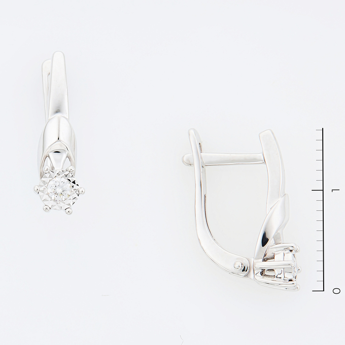 Серьги из золота 585 пробы c 2 бриллиантами, Л 5702 1468 за 31205
