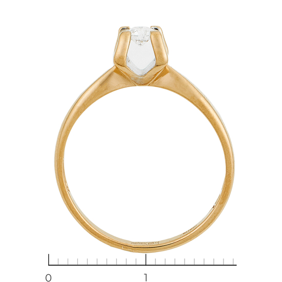Кольцо из комбинированного золота 585 пробы c 1 бриллиантом, Л66015525 за 14450