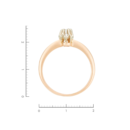 Кольцо из комбинированного золота 585 пробы c 1 бриллиантом, Л08079248 за 14950