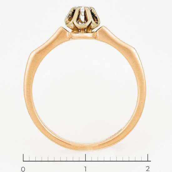 Кольцо из комбинированного золота 585 пробы c 1 бриллиантом, Л52065551 за 11750