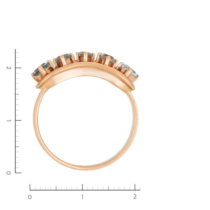 Кольцо из красного золота 585 пробы c 5 топазами, Л 1907 0304 за 36610