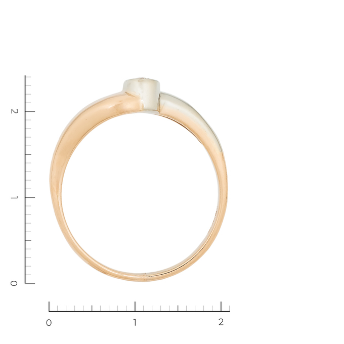 Кольцо из комбинированного золота 585 пробы c 1 бриллиантом, Л 2010 4830 за 26340