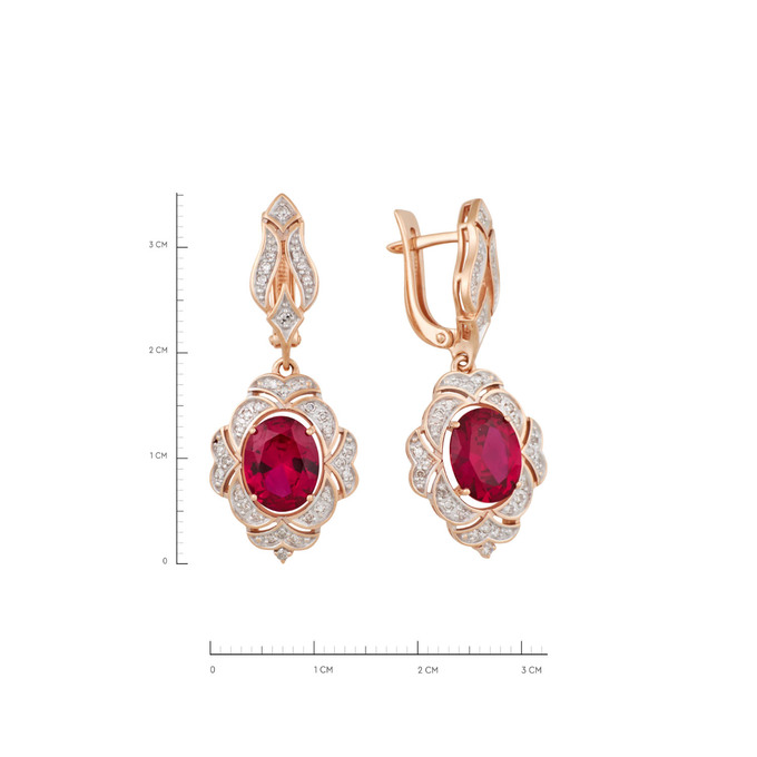 Серьги из золота 585 пробы с бриллиантами и корундами, Ц О007 5250 за 87200