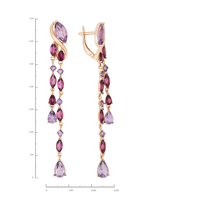 Серьги из золота 585 пробы c аметистами и турмалинами, К 0000 5366 за 94700