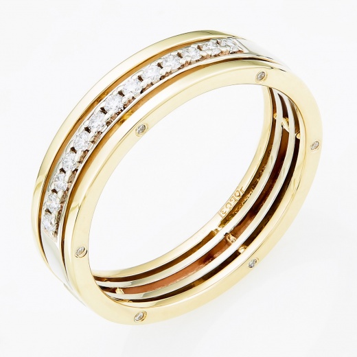Кольцо из комбинированного золота 585 пробы c 25 бриллиантами Л19101013 фото 1