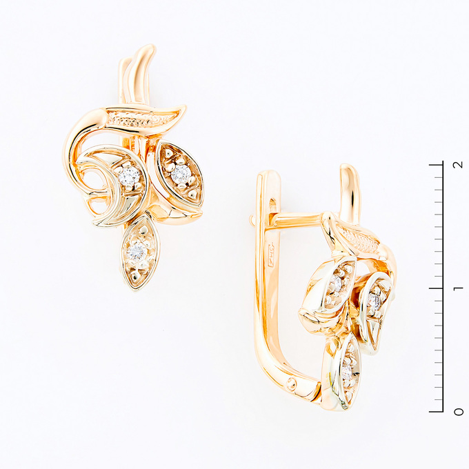 Серьги из золота 585 пробы c 8 бриллиантами