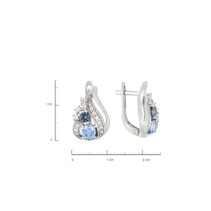 Серьги из золота 585 пробы c 28 фианитами и 4 камнями синтетическими, Л 7601 3223 за 27018