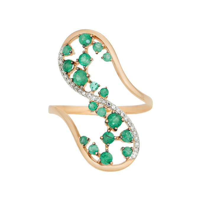 Кольцо из золота 585 пробы c изумрудами и бриллиантами, Л 2508 9769 за 60480