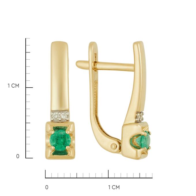 Серьги из золота 585 пробы c изумрудами и бриллиантами, Ц О007 1919 за 33440