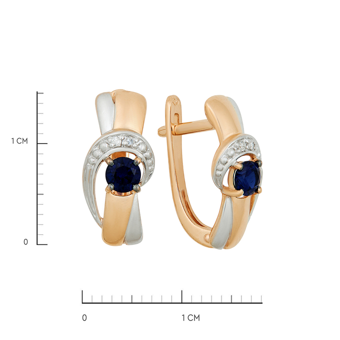 Серьги из золота 585 пробы c бриллиантами и синтетическими сапфирами, Ц О007 1196 за 31200