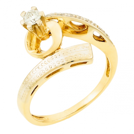 Кольцо из комбинированного золота 585 пробы c 8 бриллиантами, Л57005007 за 26250