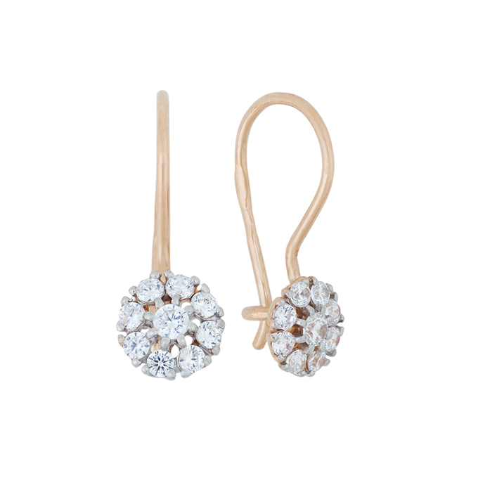 Серьги из золота 585 пробы c фианитами
