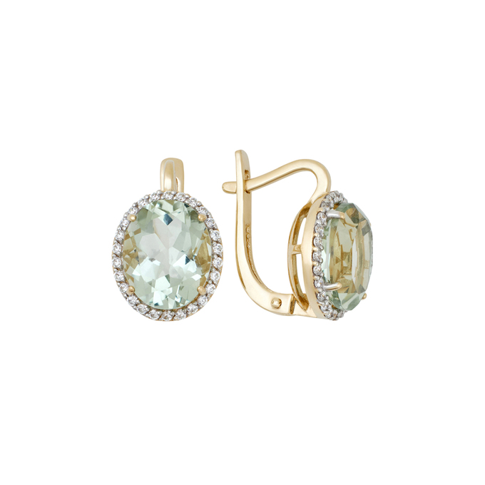 Серьги из золота 585 пробы c хризолитами и фианитами, К 0000 3298 за 48200