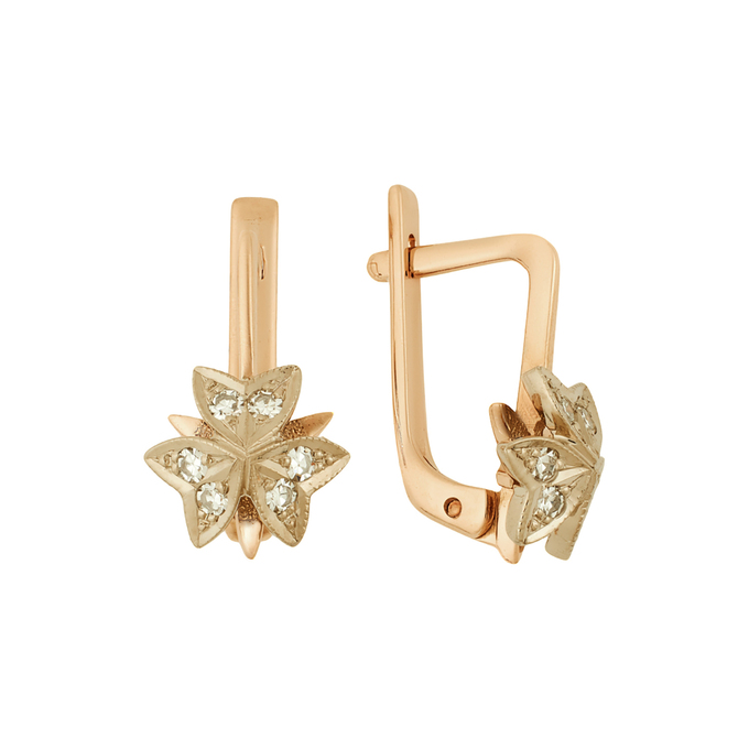 Серьги из золота 585 пробы c бриллиантами, Л 3507 1958 за 57200