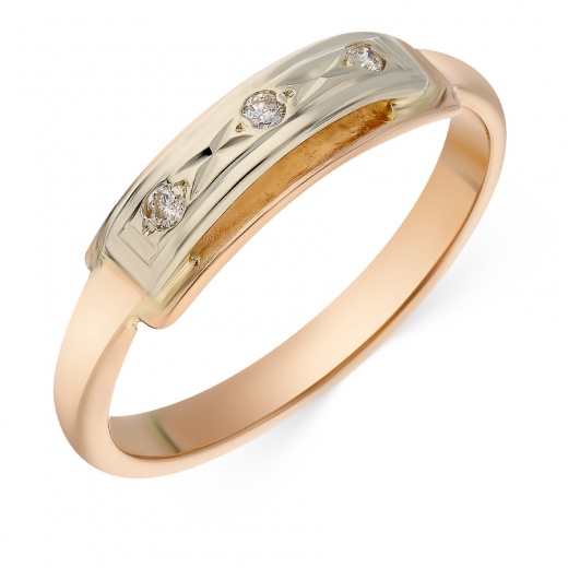 Кольцо из комбинированного золота 585 пробы c 3 бриллиантами Л16090769 фото 1