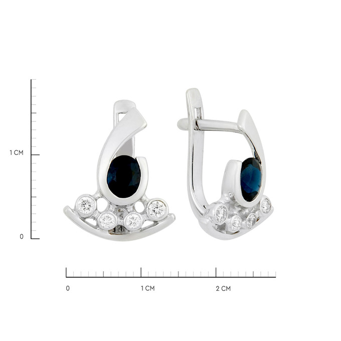 Серьги из золота 585 пробы с сапфирами и бриллиантами, Ц О007 4127 за 65900