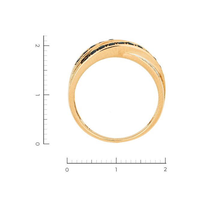 Кольцо из комбинированного золота 585 пробы c 20 сапфирами и 10 бриллиантами, Л 0808 2901 за 23940
