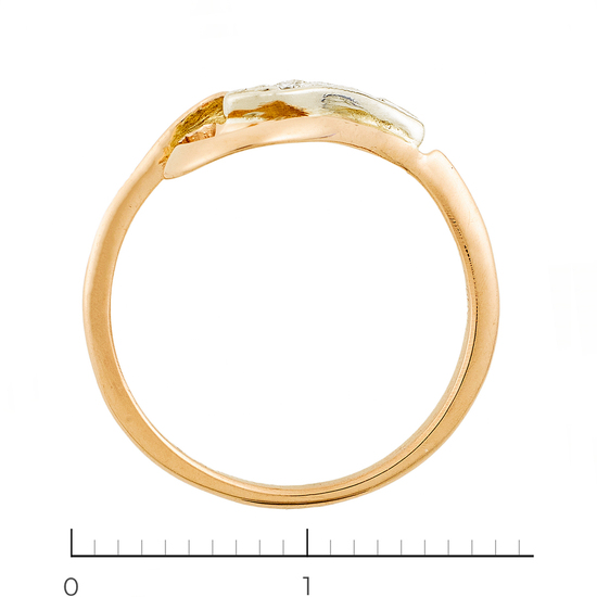Кольцо из комбинированного золота 585 пробы c 3 бриллиантами, Л05139588 за 9900