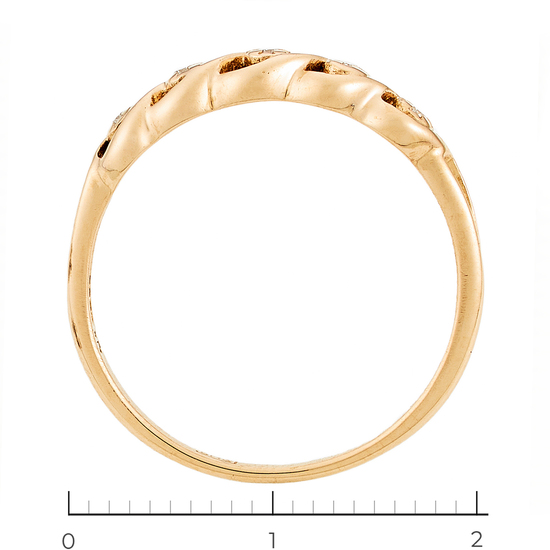 Кольцо из красного золота 585 пробы c 5 бриллиантами, Л12079677 за 9300