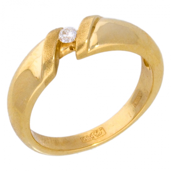 Кольцо из желтого золота 585 пробы c 1 бриллиантом, Л46024881 за 35120