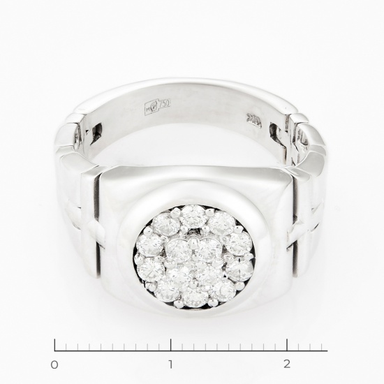 Кольцо из белого золота 750 пробы c 14 бриллиантами