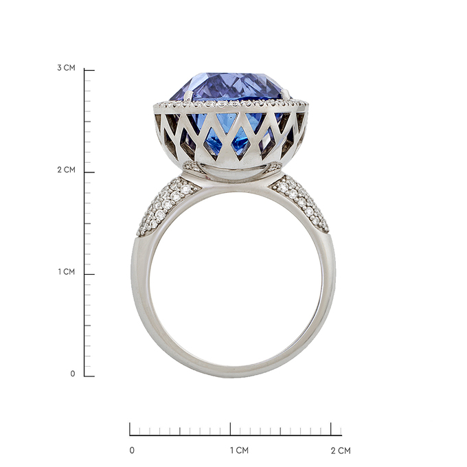 Кольцо из золота 750 пробы c танзанитом и бриллиантами, Л 2812 0952 за 635000