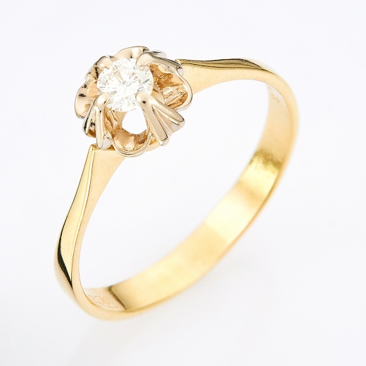 Кольцо из желтого золота 750 пробы c 1 бриллиантом Л24028385 фото 1