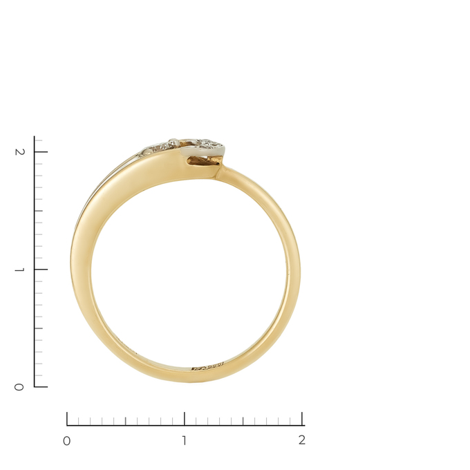 Кольцо из комбинированного золота 585 пробы c 4 бриллиантами, Л 7500 2686 за 55520