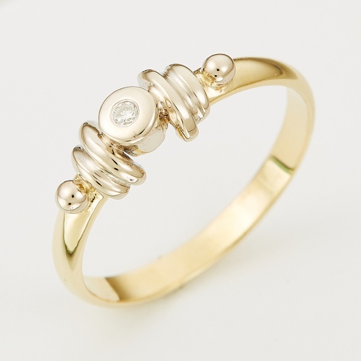 Кольцо из комбинированного золота 585 пробы c 1 бриллиантом Л61009950 фото 1