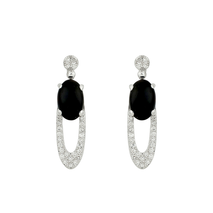 Серьги из золота 585 пробы с бриллиантами и ониксами, Л 5805 3552 за 39200