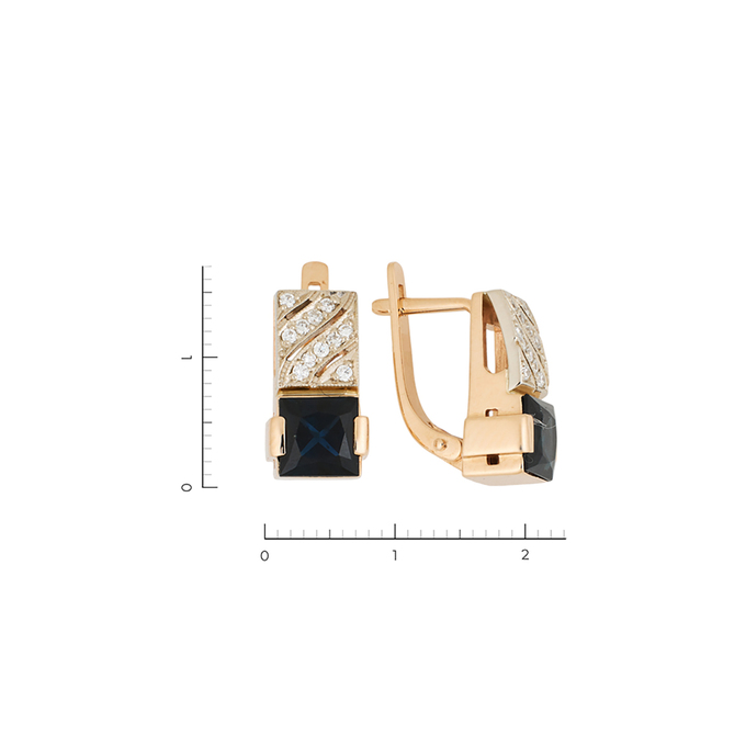 Серьги из золота 585 пробы c 22 бриллиантами и 2 сапфирами, Л 2508 3086 за 99600