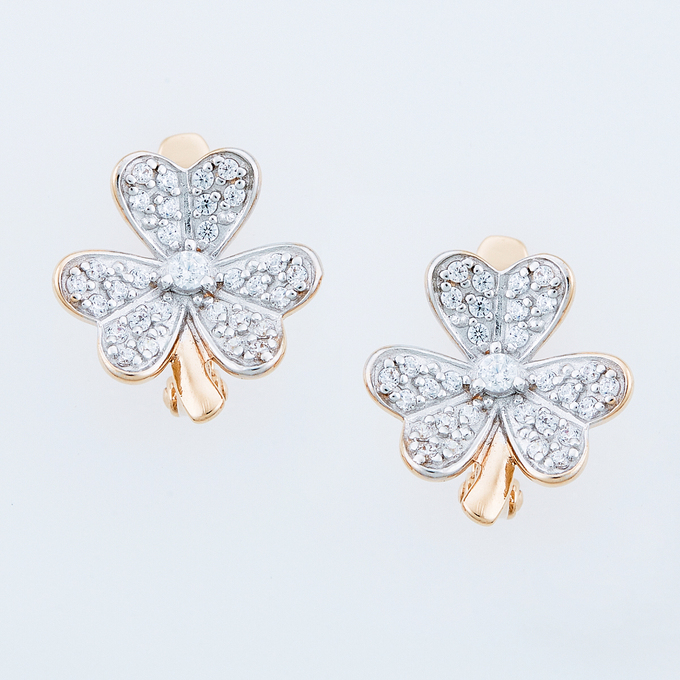 Серьги из золота 585 пробы c фианитами